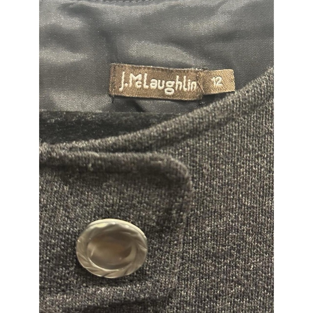 J. McLaughlin Charcoal Grey Dress, 100% Wool‎ Shell, Size 12 EUC - Picture 4 of 7